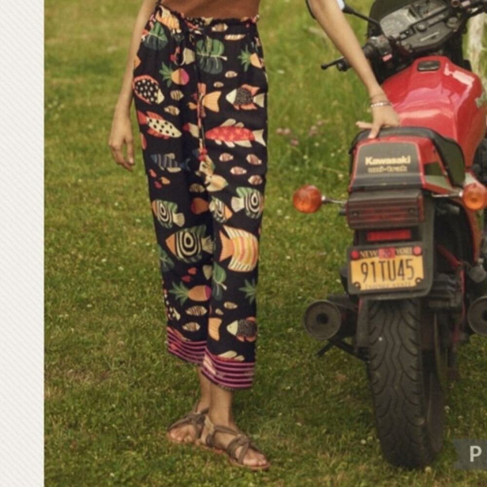 Farm Rio Anthropologie Sealife Fish Colorful Joggers XS